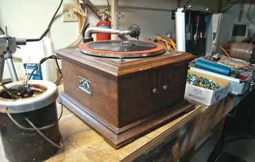 Another of Barnhard’s projects, a Victrola phonograph