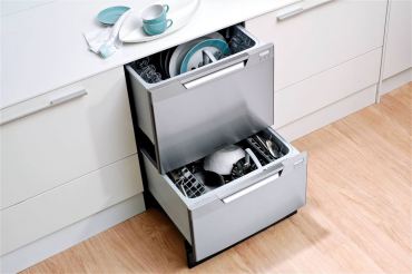 Fisher Paykel dish drawer model No. DD24DCTM6 is the perfect solution for both empty nesters as well as individuals with back issues or those who use wheelchairs, as you don't have to bend down to unload the top dishwasher drawer.