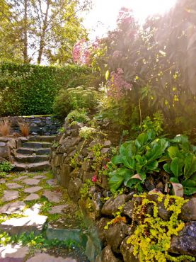 Walled pathway in the Smarts' garden