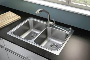 Moen Neva two-bowl, self-rimming, two-hole, stainless steel sink