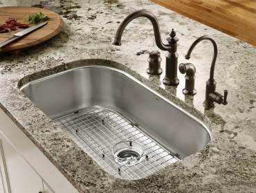 Moen undermount single bowl sink with Waterhill faucet with side spray and Sip traditional filtered water dispenser