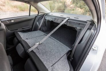 Split rear seats add utility to the Lancer GT.