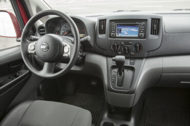 The interior is well-equipped as a mobile office with lots of storage and power points.