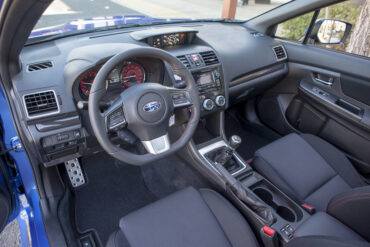 The Subaru WRX interior is spacious with supportive seats and a great flat bottom steering wheel.