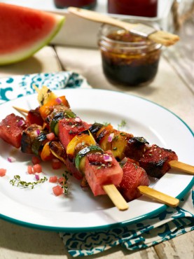 Pork and watermelon kabobs