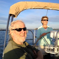 John and Sarah Steiner on their sailboat Carbon.