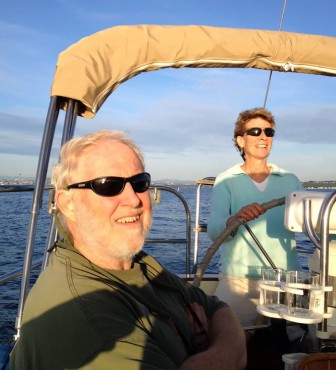 John and Sarah Steiner on their sailboat Carbon.