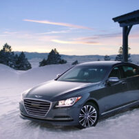 Winter driving is both safe and luxurious in the 2015 Hyundai Genesis AWD sedan.