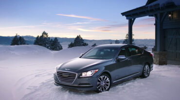 Winter driving is both safe and luxurious in the 2015 Hyundai Genesis AWD sedan. 