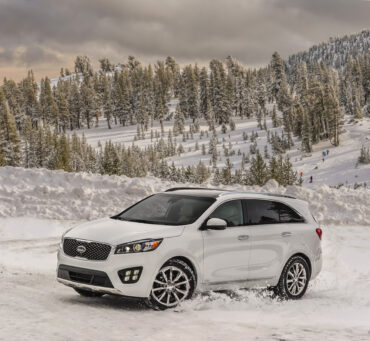 The Kia Sorento is mostly seen on paved roads,but it's very competent in the snow.