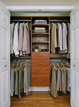 Reach-in closet in cherry wood