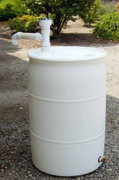 Typical rain barrel configuration for participants in the green stormwater incentives program. There are as many ways to hook up as there are people.