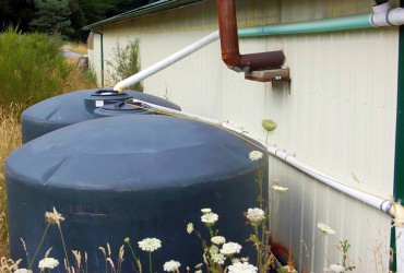 Dual 1,500-gallon cisterns at Pheasant Fields Farm.