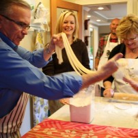 Working on pasta are Bill Kelley, Dayl Minch and Nancy Rimel.