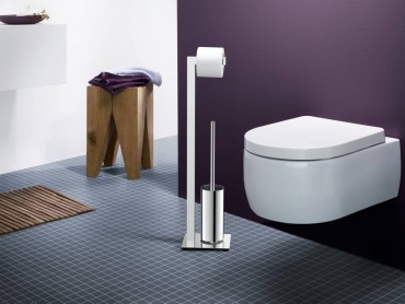 Civio freestanding toilet tissue and brush holder in stainless steel by Zach