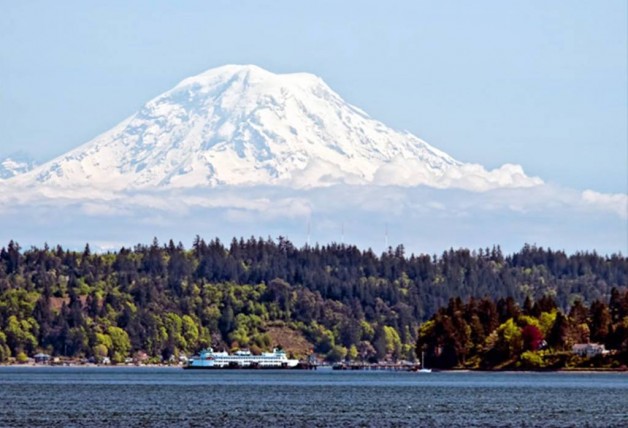 Mt. Rainier over Puget Sound (Photo by Ed Johnson)