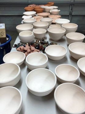 Bisque bowls ready to be glazed