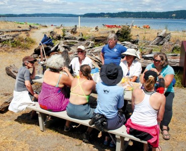 Everyone gathers together for meals and sharing time.