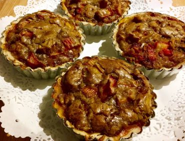 Rhubarb custard tarts fresh from the oven