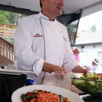 Chef Pat Donahue of Anthony’s teaches salmon grilling techniques.