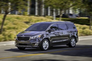 The 2016 Kia Sedona van has power rear sliding doors and a smooth highway ride.