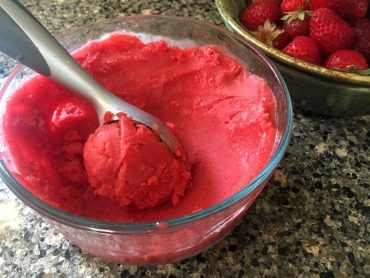 Homemade strawberry sorbet