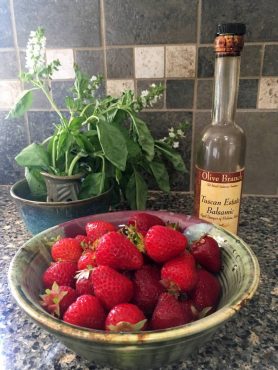 Strawberries pair well with basil and balsamic flavors