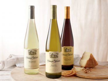 From left to right: Chateau Ste Michelle’s Dry Riesling, Riesling and Harvest Select Sweet Riesling