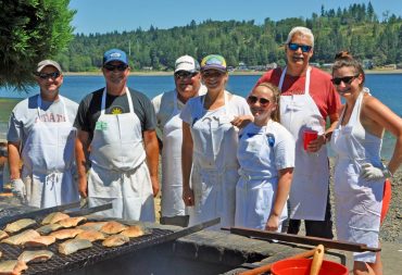 The Salmon Crew will be grilling salmon on Saturday at Allyn Days (Photo by Joyce Bosley)