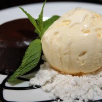 Manor House Restaurant - Chocolate decadence cake with vanilla ice cream