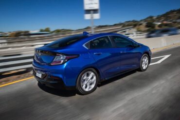 The Volt is a smooth highway cruiser. The stylish roof slope does hamper rear seat access. 