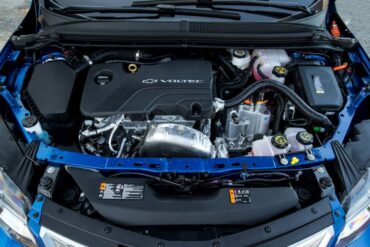 The combination of a small (1.5-liter) gas engine and two electric motors give the Volt great range.