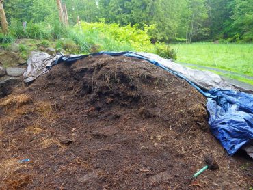 A tarp will prevent nutrients and moisture from escaping during the rainy season.