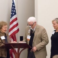 Left to right, Dr. Meredith "Buz" Smith (Helen Langer Smith's husband) and Helen Smith with Bob Nichols (Martha & Mary trustee) and their daughters, Cydly Smith (chairwoman of Kitsap Bank) and Stephanie Smith, at the awards ceremony.