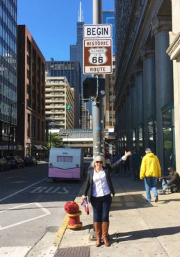 In downtown Chicago, the beginning of Route 66