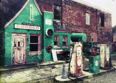 Old gas station in Commerce, Oklahoma