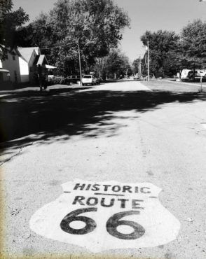 Throughout the route, road painting and historic brown signage help guide you.