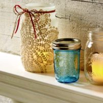 Frosted Ball Jar with Doily