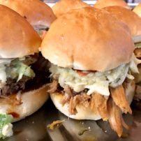Memphis-style barbecue sliders are a fan favorite at catered parties.