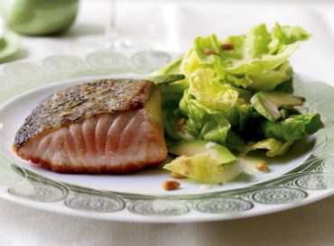 Baked Salmon with Avocado and Pine Nut Salad
