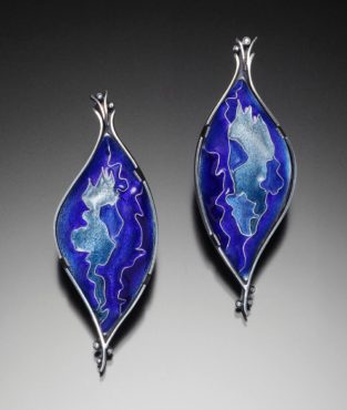 “Crevasse” enameled earrings