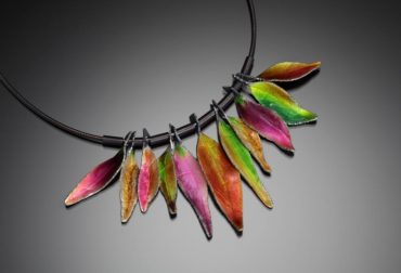 “Light in Falltime” enameled necklace