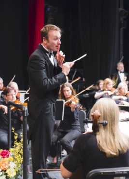 Bainbridge Symphony Orchestra music director and conductor Wes Schulz