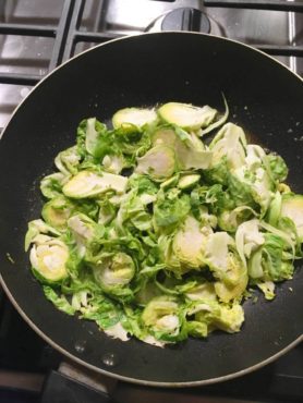 Sautéing Brussels sprouts