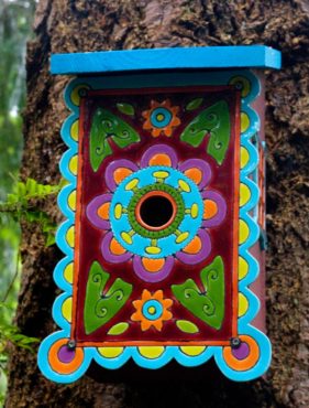 This unique mosaic birdhouse was created by Vashon Island artist Clare Dohna.