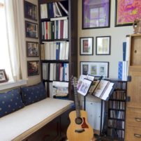 Mark’s office even has room for his guitar collection.