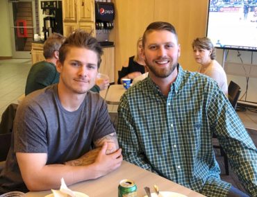 L-R: Left-fielder Ian Miller and pitcher Max Povse