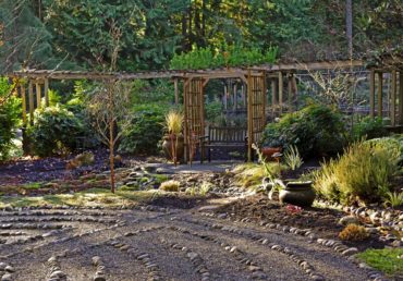 Rock labyrinth and pergola