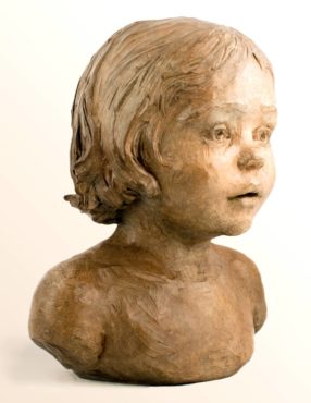 “La Petite Fleur,” 2012, bronze: A portrait of a curious toddler taking in the world through innocent eyes reminds viewers of younger days. Her soft demeanor is an outward reflection of her purity of heart.