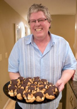 Michael Northover with chocolate éclairs